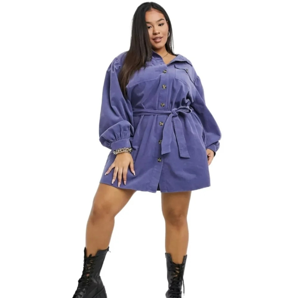 ASOS Curve Purple Long Sleeve Dress